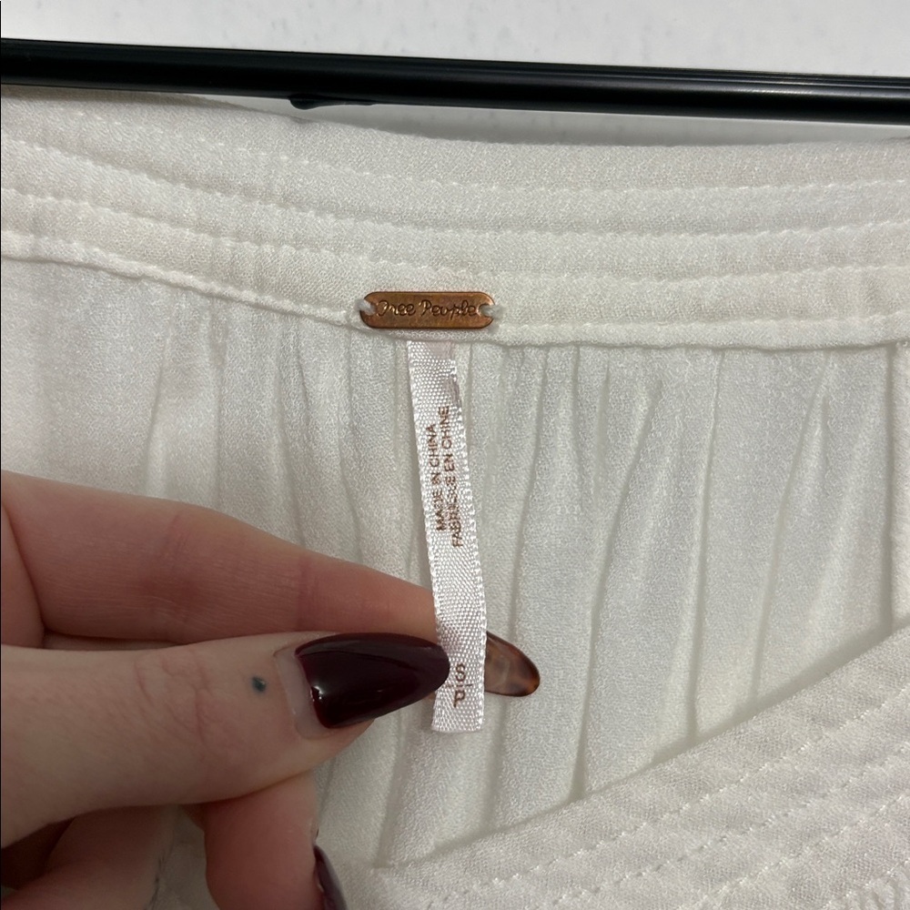 Free People White V-Neck Over-Sized Shirt - Picture 2 of 4